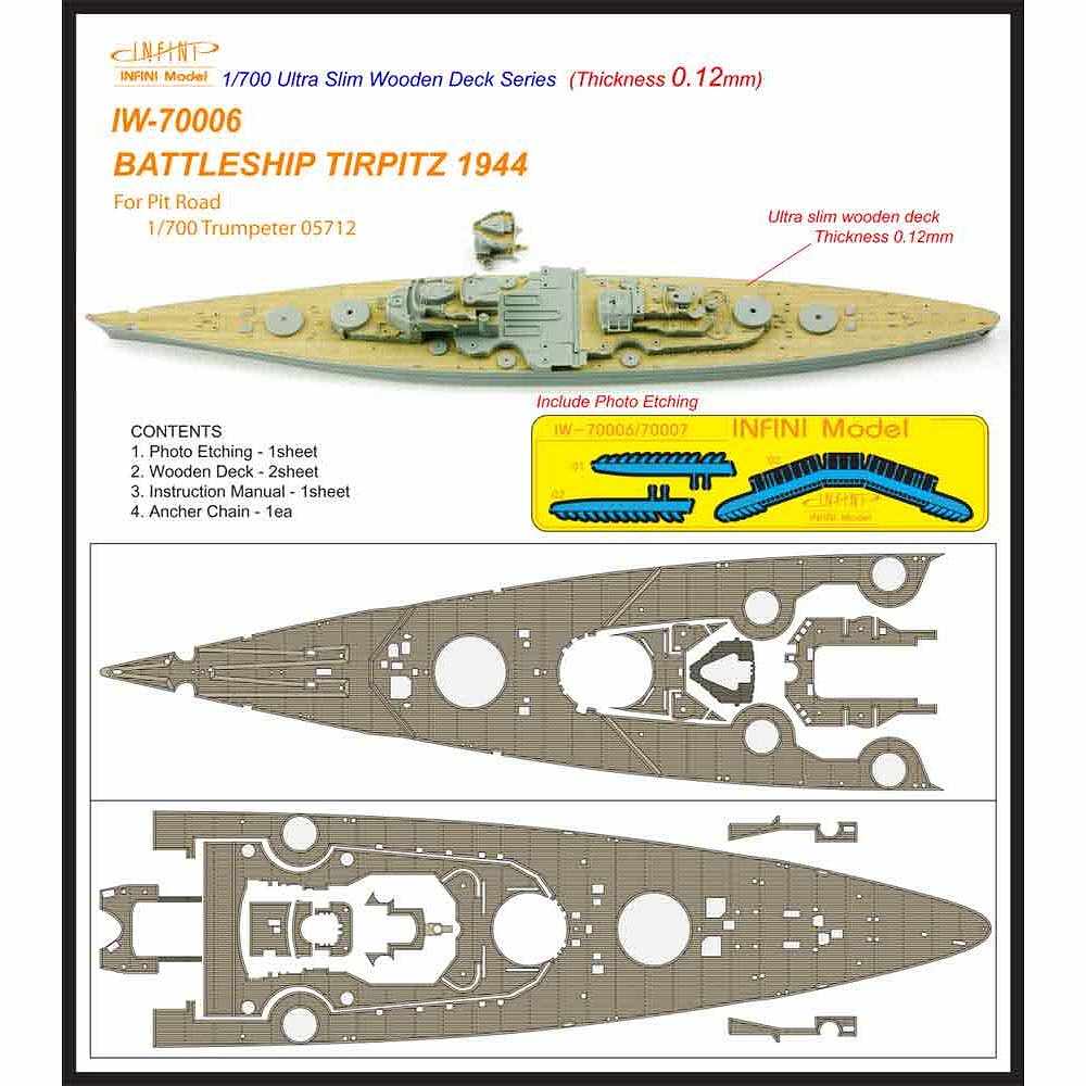 【新製品】IW-70006)戦艦 ティルピッツ 1944 木製甲板