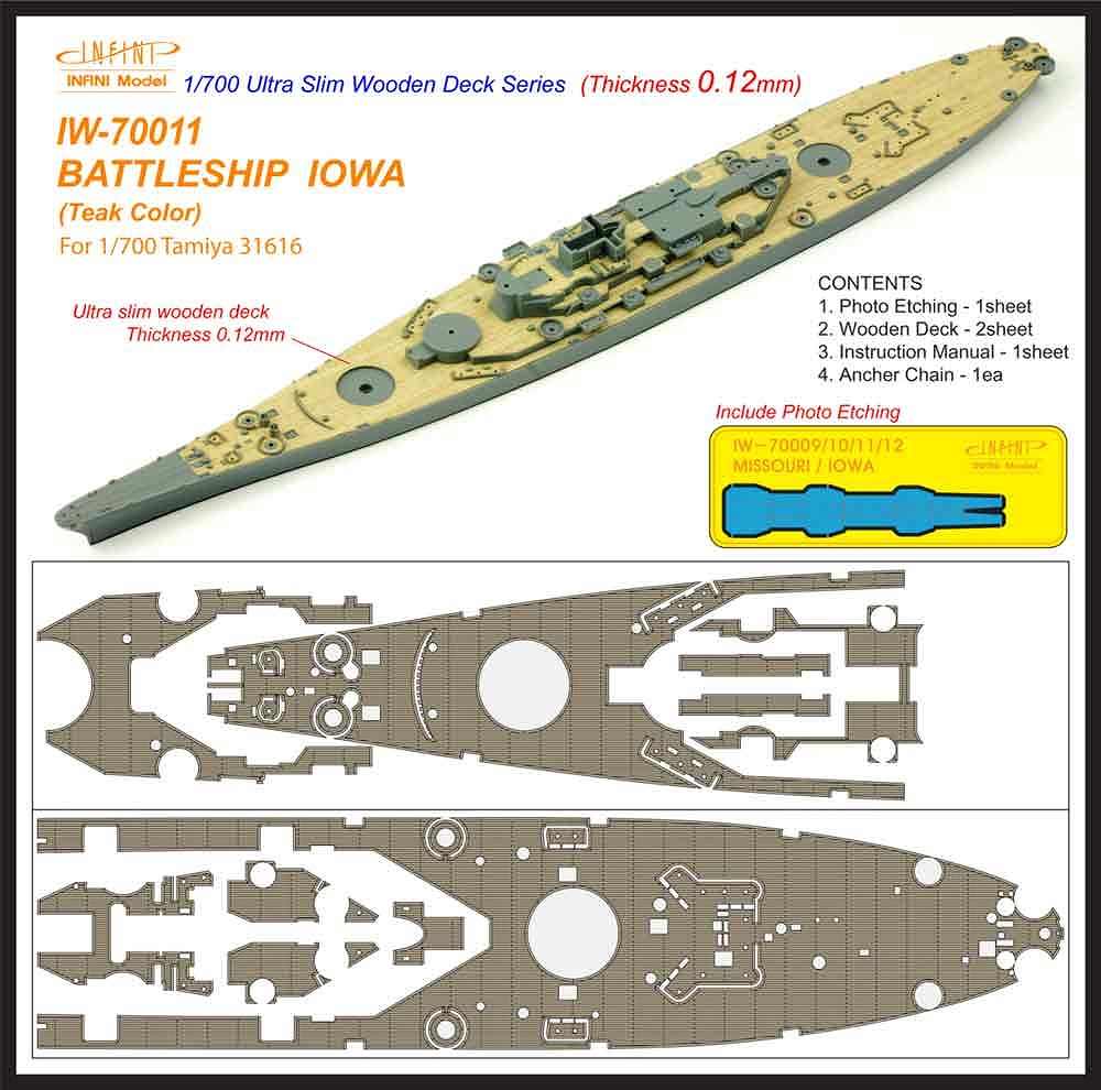 【新製品】IW-70011)戦艦 アイオワ チーク 木製甲板