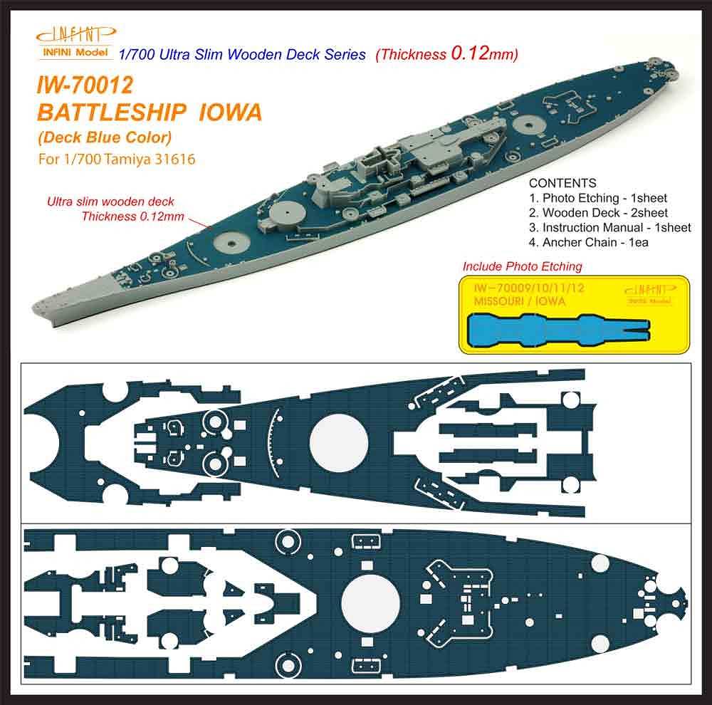 【新製品】IW-70012)戦艦 アイオワ デッキブルー 木製甲板