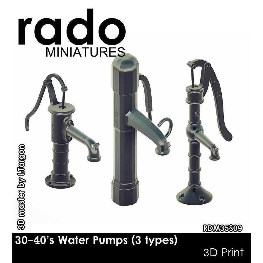 【新製品】RDM35S09 1/35 1930-40年代の手押しポンプ(3タイプ 3Dプリント製)