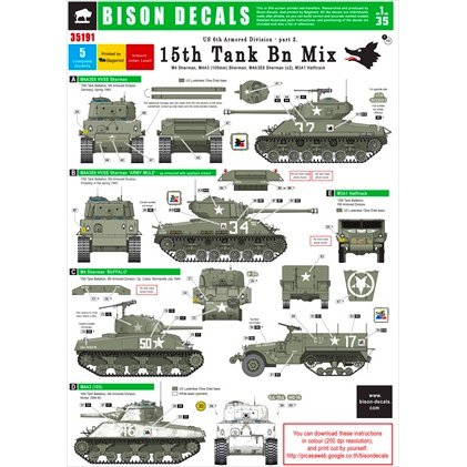 【新製品】[2014543519101] 35191)米 第6機甲師団 第15戦車大隊デカールセット Pt.2