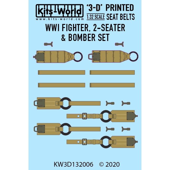 【新製品】KW3D0006 WWI 複座戦闘機&爆撃機用シートベルトセット（3Dデカール）