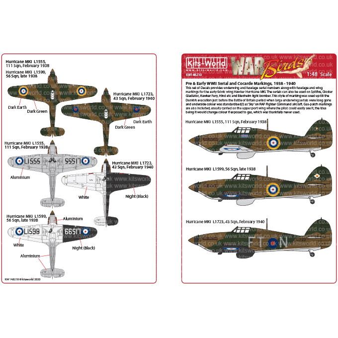 【新製品】KW148210 イギリス空軍 国籍マーク&コードレター 1938-1940