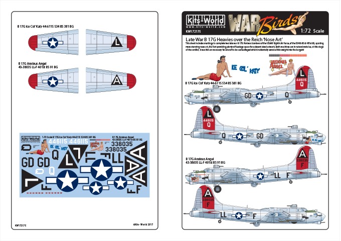 【新製品】KW172175 ボーイング B-17G フライングフォートレス ノーズアート