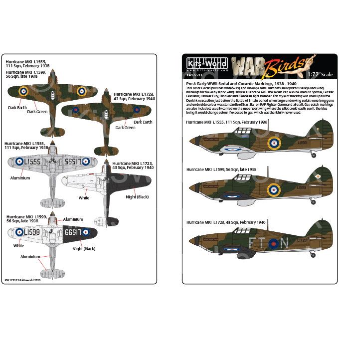 【新製品】KW172213 イギリス空軍 第二次大戦以前-初期 シリアル&コードレター