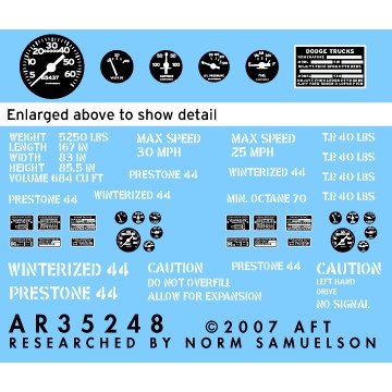 【新製品】AR35248 WWII アメリカ ダッジ 3/4t メーター&注意書&ステンシルデカール