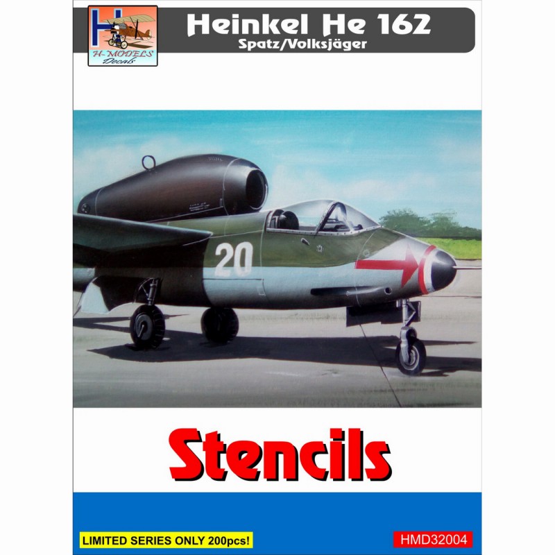 【新製品】HMD32004)ハインケル He162 サラマンダー用ステンシル (コーションマーク等)(3機分)