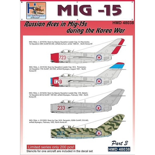 【新製品】HMD48038)MiG-15 ファゴット 朝鮮戦争ロシアンエース Pt.3