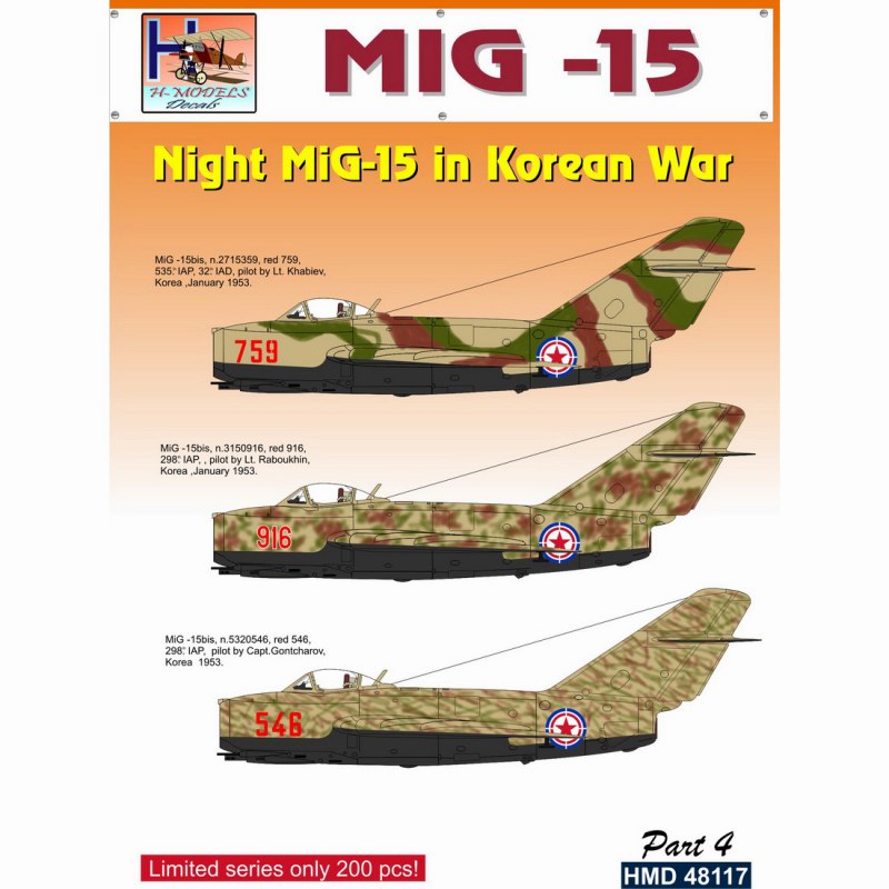 【新製品】HMD48117)MiG-15 ｢朝鮮戦争 夜間戦闘機パート4｣ (3機分)
