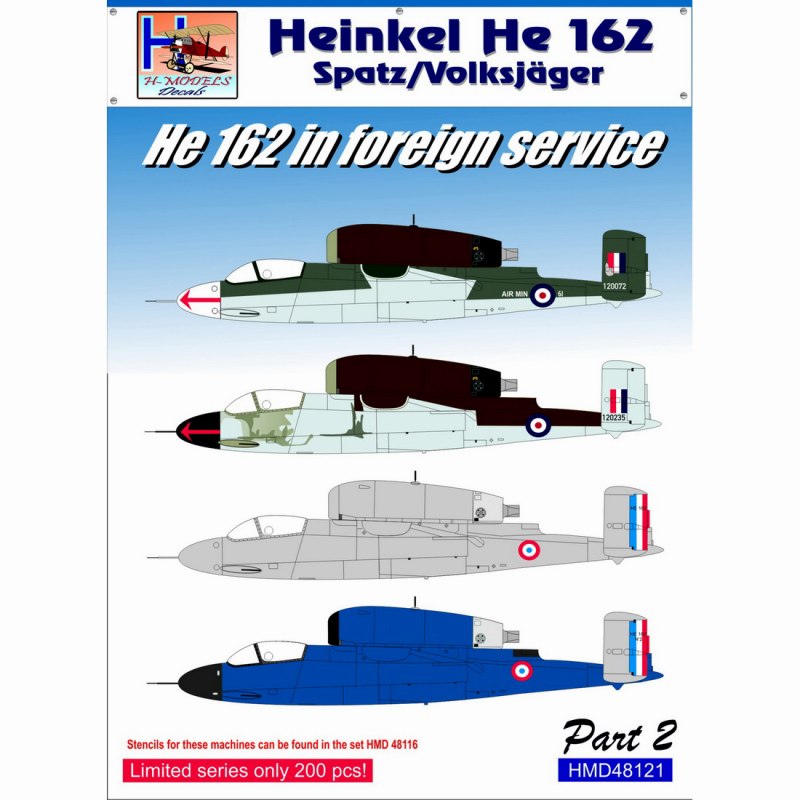 【新製品】HMD48121)ハインケル He162 サラマンダー ｢海外仕様パート2｣ (4機分)