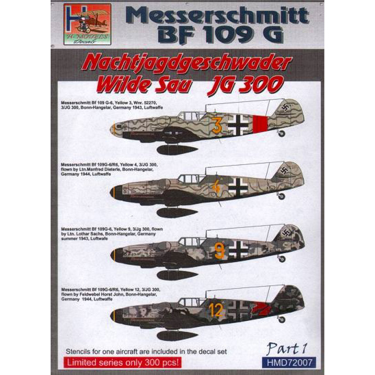 【新製品】[2014847200705] HMD72007)Bf109G 第300戦闘航空団ワイルド ザウパート1