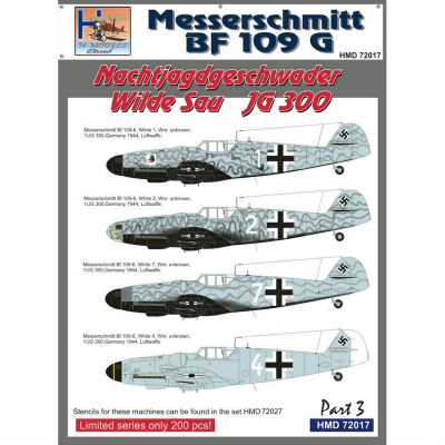 【新製品】HMD72017)メッサーシュミット Bf109G NJGschw Wilde Sau JG300 Part.3