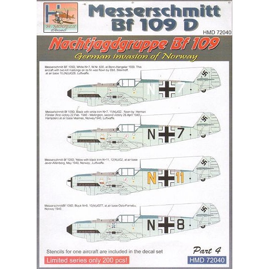 【新製品】HMD72040)メッサーシュミット Bf109D NJGr