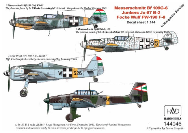 【新製品】D144046)メッサーシュミット Bf109G-6/ユンカース Ju87B-2/フォッケウルフ Fw190F-8 ハンガリー