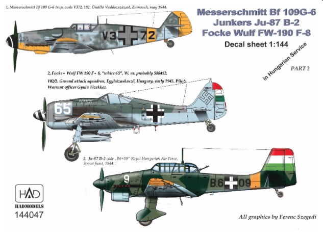 【新製品】D144047)メッサーシュミット Bf109G-6/ユンカース Ju87B-2/フォッケウルフ Fw190F-8 ハンガリー Part.2