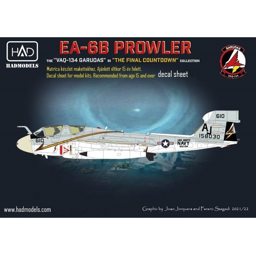 【新製品】D48224 1/48 EA-6B プラウラー ファイナル カウントダウン VAQ-134 デカール