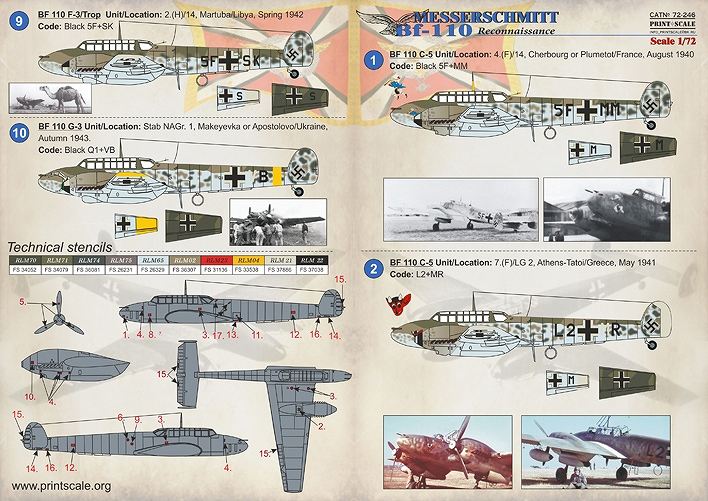 【新製品】72246)メッサーシュミット Bf110 偵察型