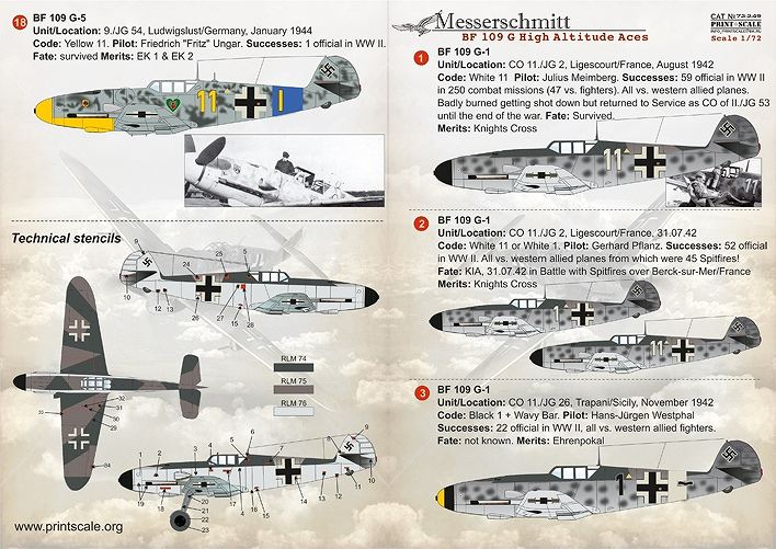 【新製品】72249)メッサーシュミット Bf109G 高高度エース