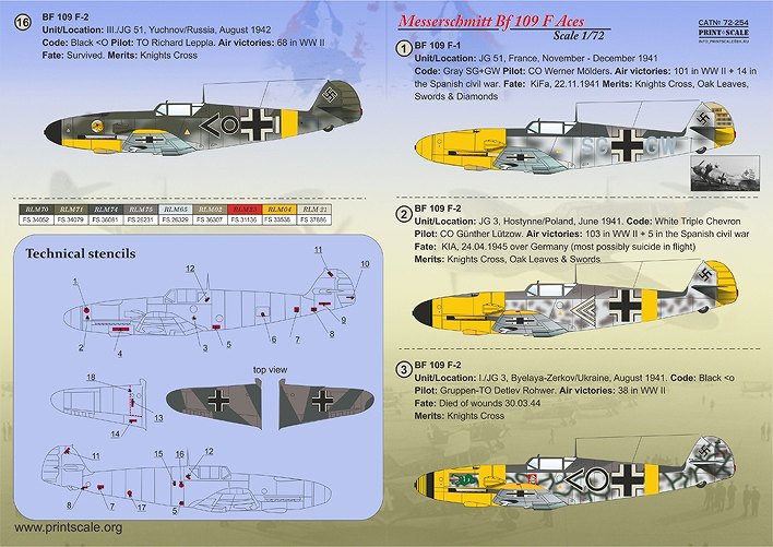 【新製品】72254)メッサーシュミット Bf109F エース