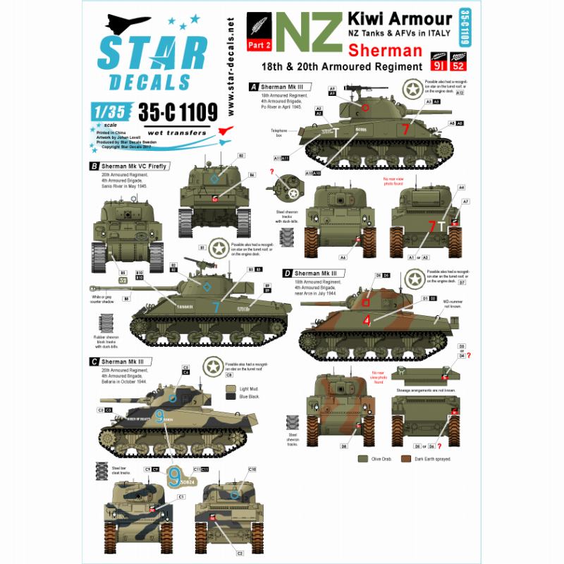 【新製品】35-C1109)キウィアーマー#2 ニュージーランド軍第18,20機甲連隊のシャーマン