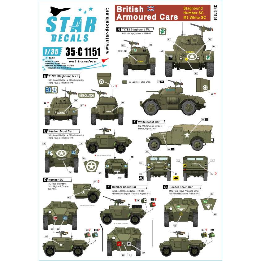 【新製品】35-C1151 WWII 英 スタッグハウンド,ハンバーSC,M3スカウトカー