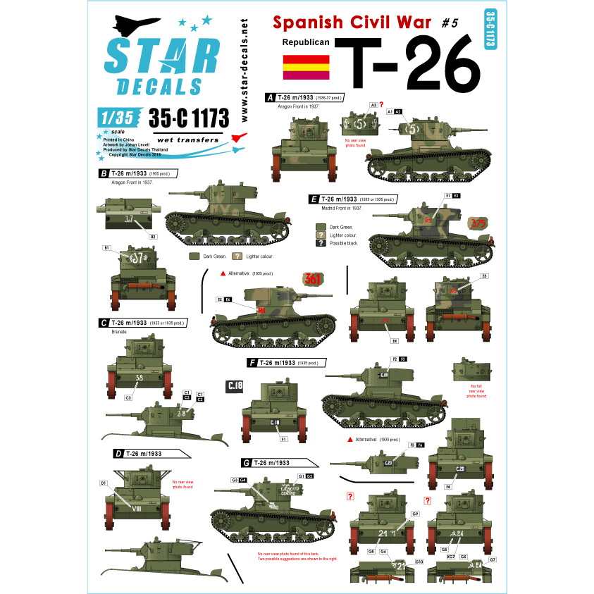 【新製品】35-C1173 スペイン内戦＃5 T-26 共和党側のT-26m/1933年