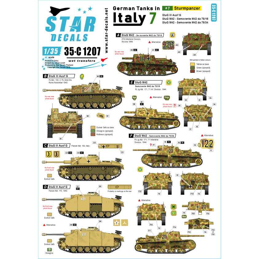 【新製品】35-C1207 WWII 独 イタリア戦線のドイツ戦車＃7 III号突撃砲G型　セモベンテda75/18 75/34