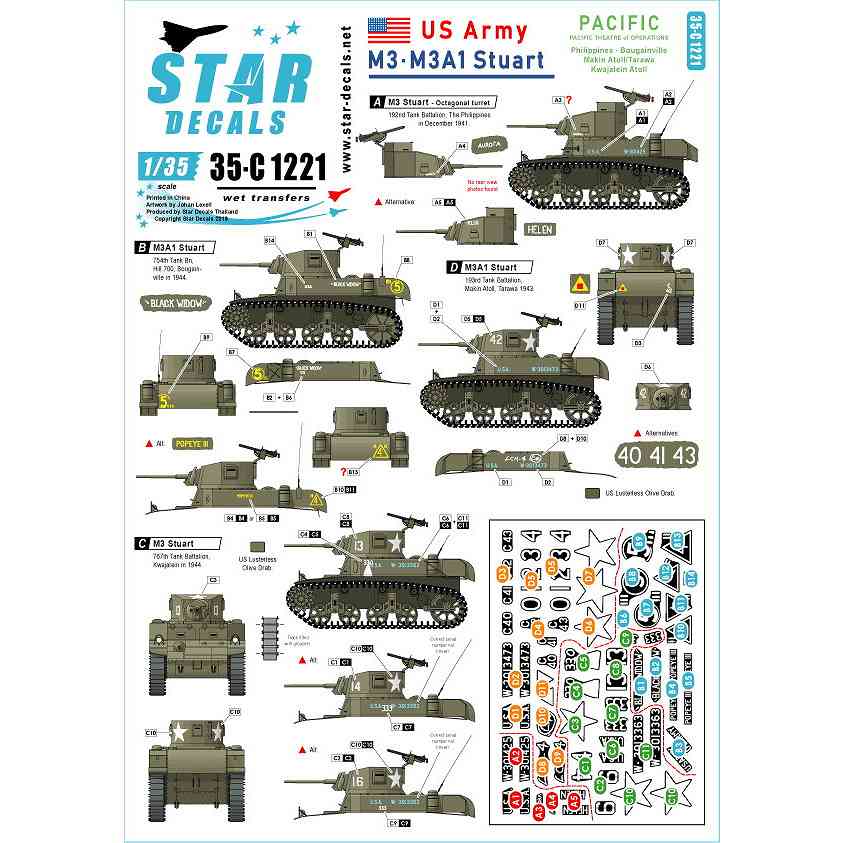 【新製品】35-C1221 WWII 米 太平洋戦線に配備されたアメリカ陸軍所属のM3&M3A1スチュアート