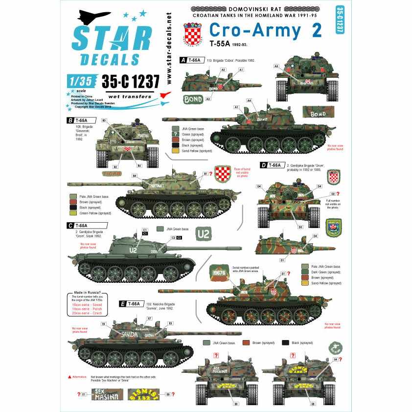 【新製品】35-C1237 現用 バルカン半島 クロアチア陸軍#2 祖国戦争でのT-55 クロアチア1992-93年