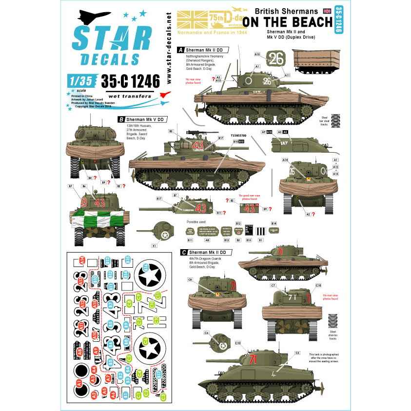 【新製品】35-C1246 WWII 上陸直後の英軍シャーマン戦車 D-ディ75周年スペシャル DDシャーマン戦車MkI/V