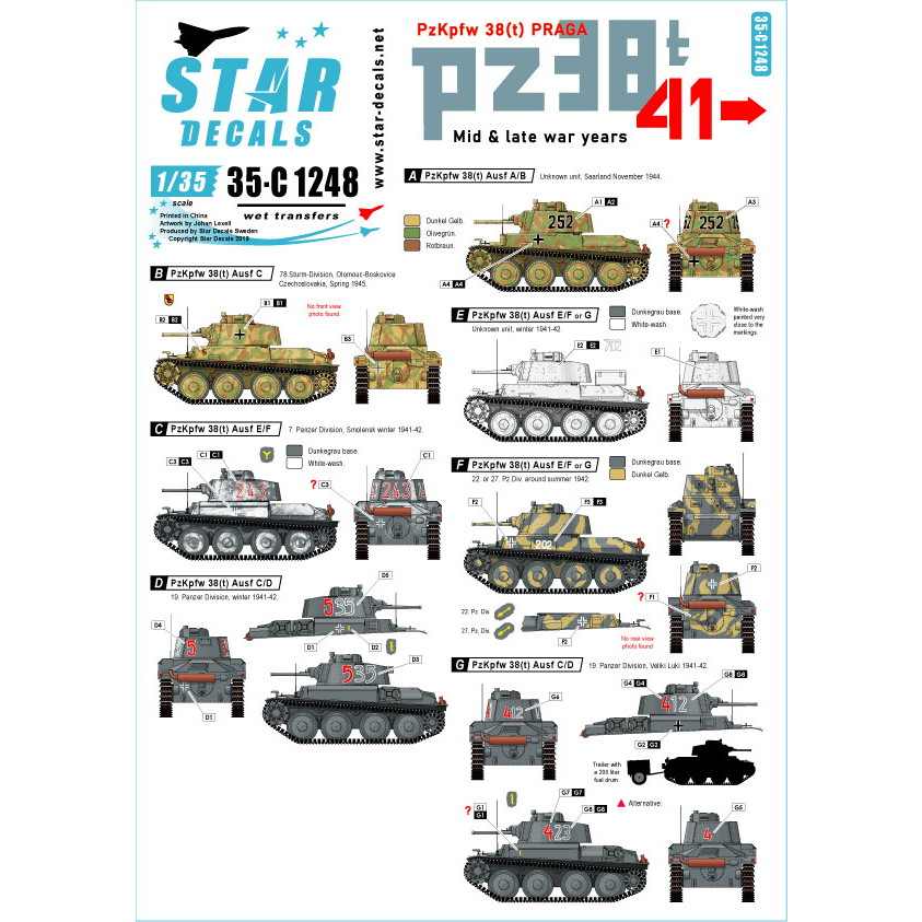 【新製品】35-C1248 WWII ドイツ陸軍PzKpfw38(t)プラガ戦車 第二次大戦中期～後期