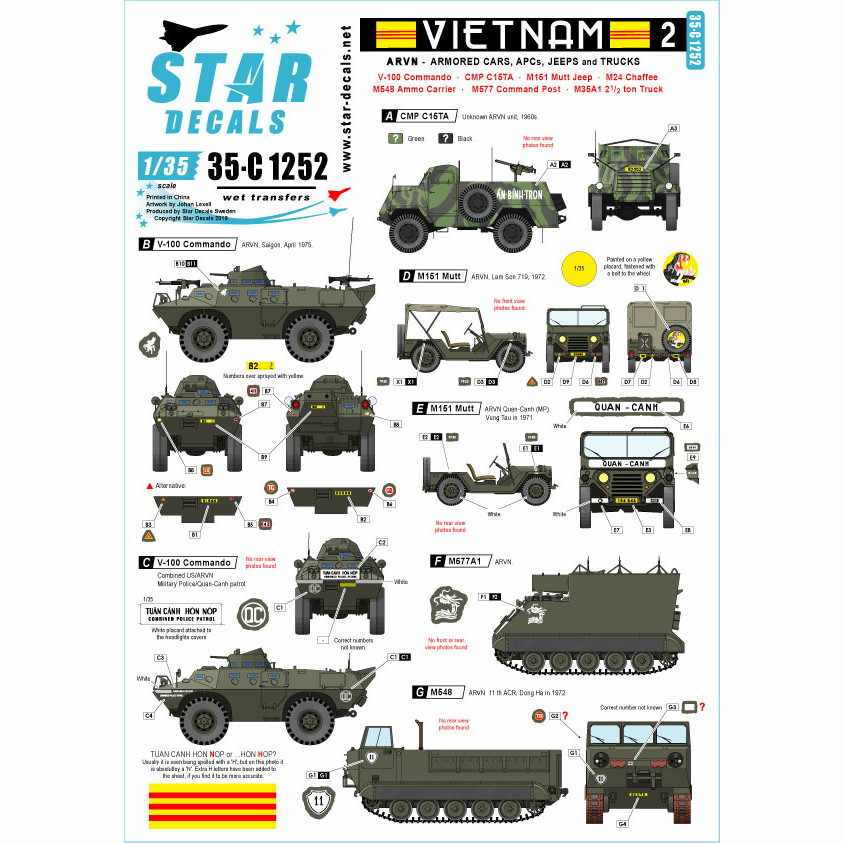 【新製品】35-C1252 ARVN#2 南ベトナム陸軍所属のAFV V-100コマンドー/M8他