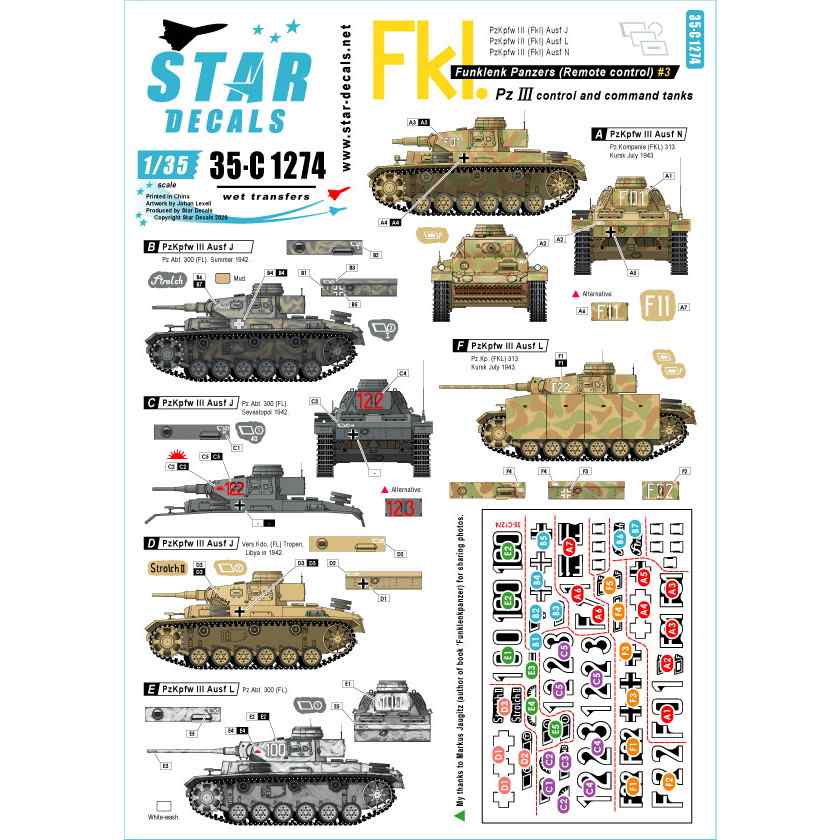 【新製品】35-C1274 WWII 独 ドイツ無線操縦戦車＃3 無線操縦戦車を誘導する無線装置搭載戦車のマーキング集 III号戦車ほか