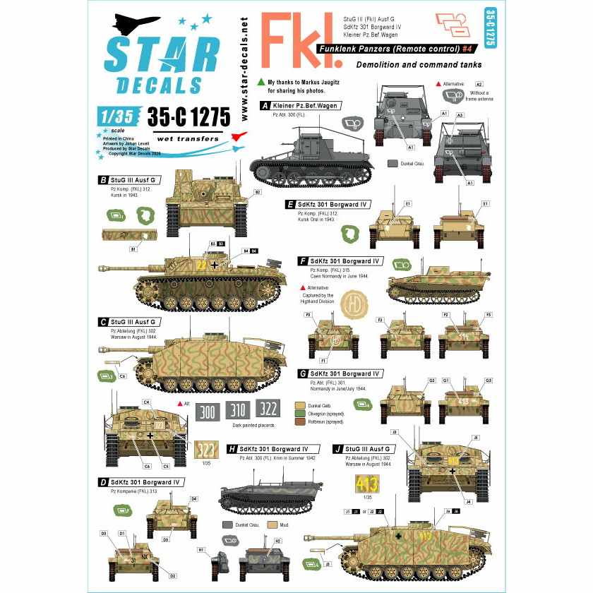 【新製品】35-C1275 WWII 独 ドイツ無線操縦戦車＃4 無線操縦戦車を誘導する無線装置搭載戦車のマーキング集