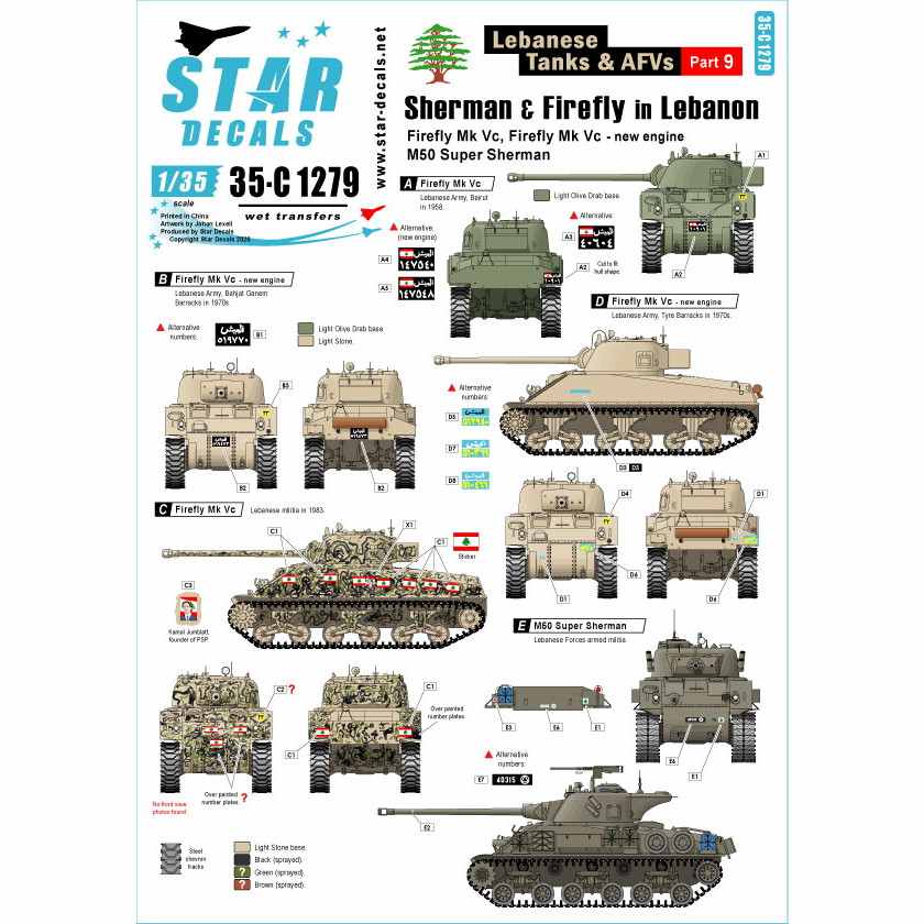 【新製品】35-C1279 現用 中東戦争 レバノンの戦車とAFV＃9 レバノン軍と民兵組織が運用したシャーマンファイアフライとM50スーパーシャーマン