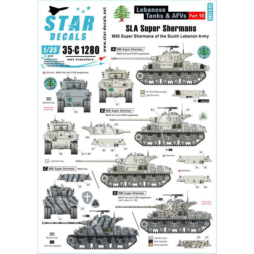 【新製品】35-C1280 現用 中東戦争 レバノンの戦車とAFV＃10 SLA(南レバノン軍)所属のM50スーパーシャーマン