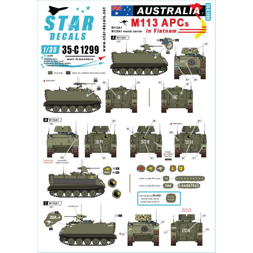 【新製品】35-C1299 1/35 ベトナム戦争 ベトナムでのオーストラリア軍♯2 M113APC/M113A1/M125A1自走迫撃砲