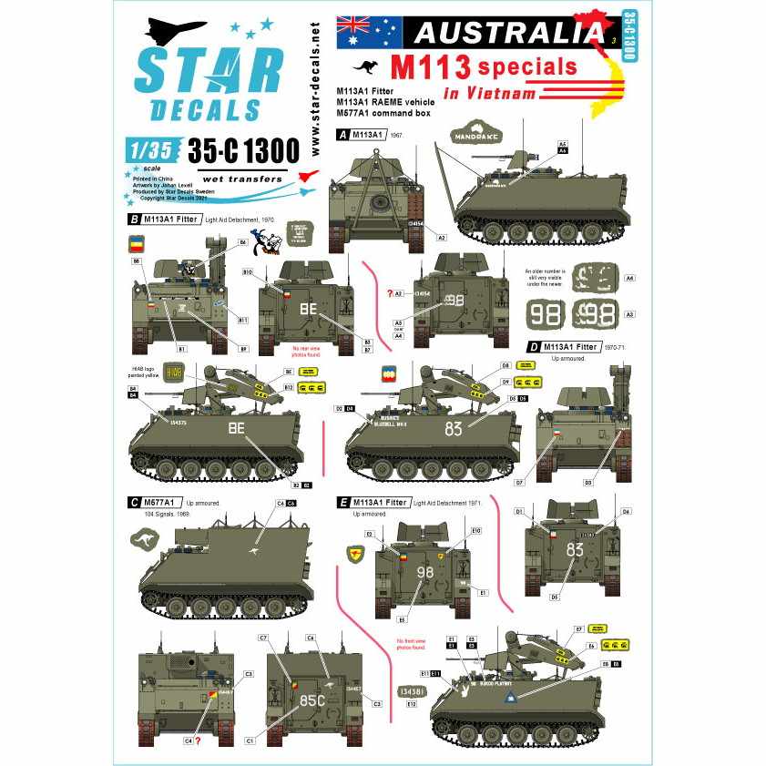 【新製品】35-C1300 1/35 現用 オージースペシャルM113 オーストラリア軍のM113A1フィッター/M113A1RAEME/M577コマンドポスト