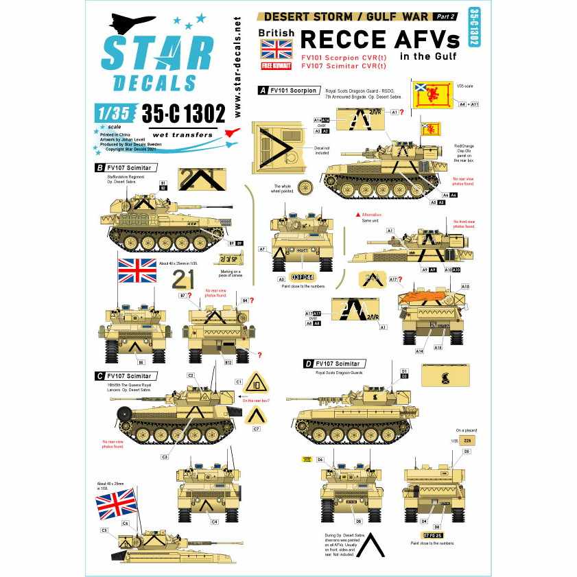 【新製品】35-C1302 1/35 現用 湾岸戦争1990-91 英国軍の偵察AFV CVR(T)スコーピオン/シミター