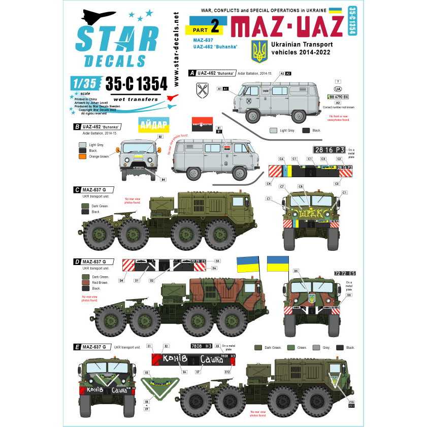 【新製品】35-C1354 1/35 現用 ウクライナの戦争＃2 ウクライナ軍の輸送車輌 MAZ-537 UAZ-452ブハンカ(2014-2022年)