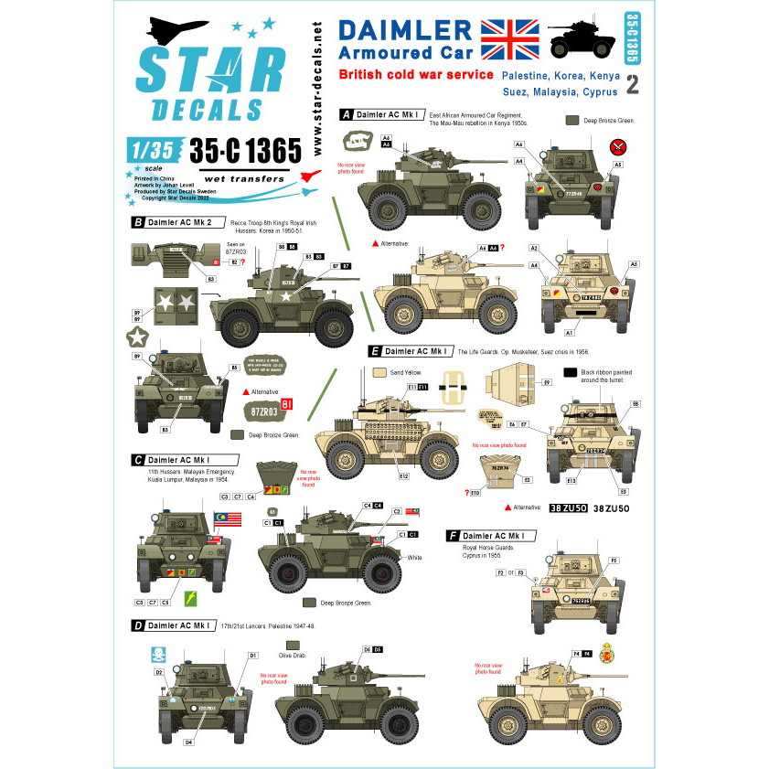 【新製品】35-C1365 1/35 WWII イギリス軍 ダイムラー装甲車＃2 戦後冷戦期の海外派遣イギリス軍 パレスチナ 韓国 ケニア スエズ マレーシア キプロス