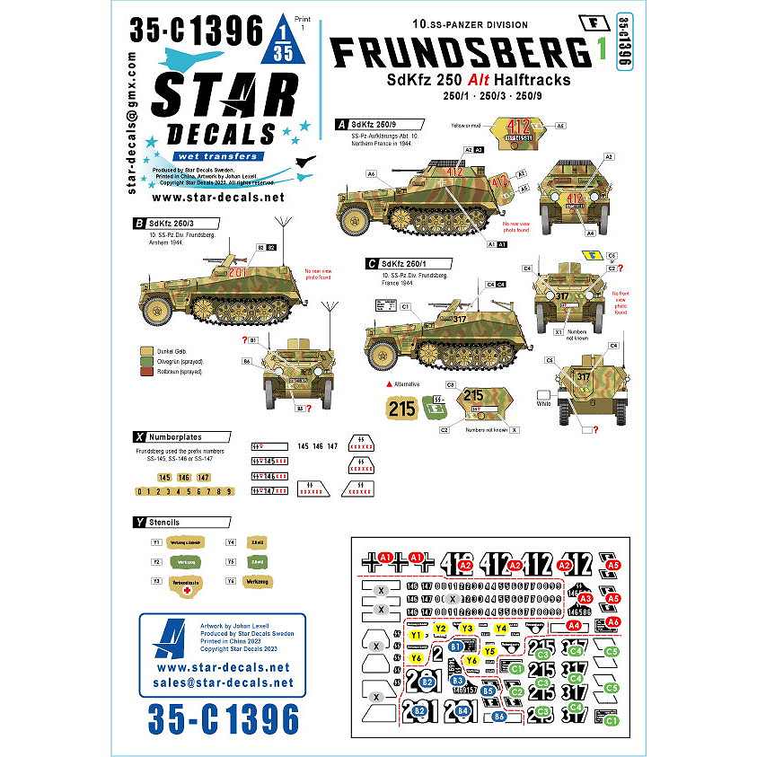 【新製品】35-C1396 1/35 WWII ドイツ 第10SS装甲師団「フルンツベルク」の車輌＃1 Sd.Kfz.250アルテ