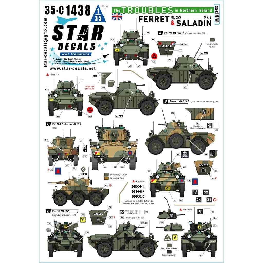 【新製品】35-C1438 1/35 現用 北アイルランド紛争のフェレットMk.2/3/サラディンMk.2 1970年代
