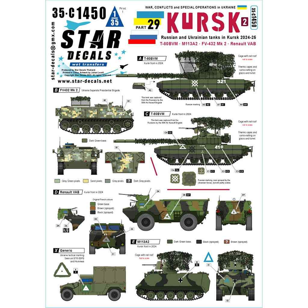 【新製品】35-C1450 1/35 現用 ウクライナの戦争＃29 クルスク(2) ロシア領内のウクライナ軍戦車 2024-25 T-80BVM/M113A2/FV432 Mk.2/VAB