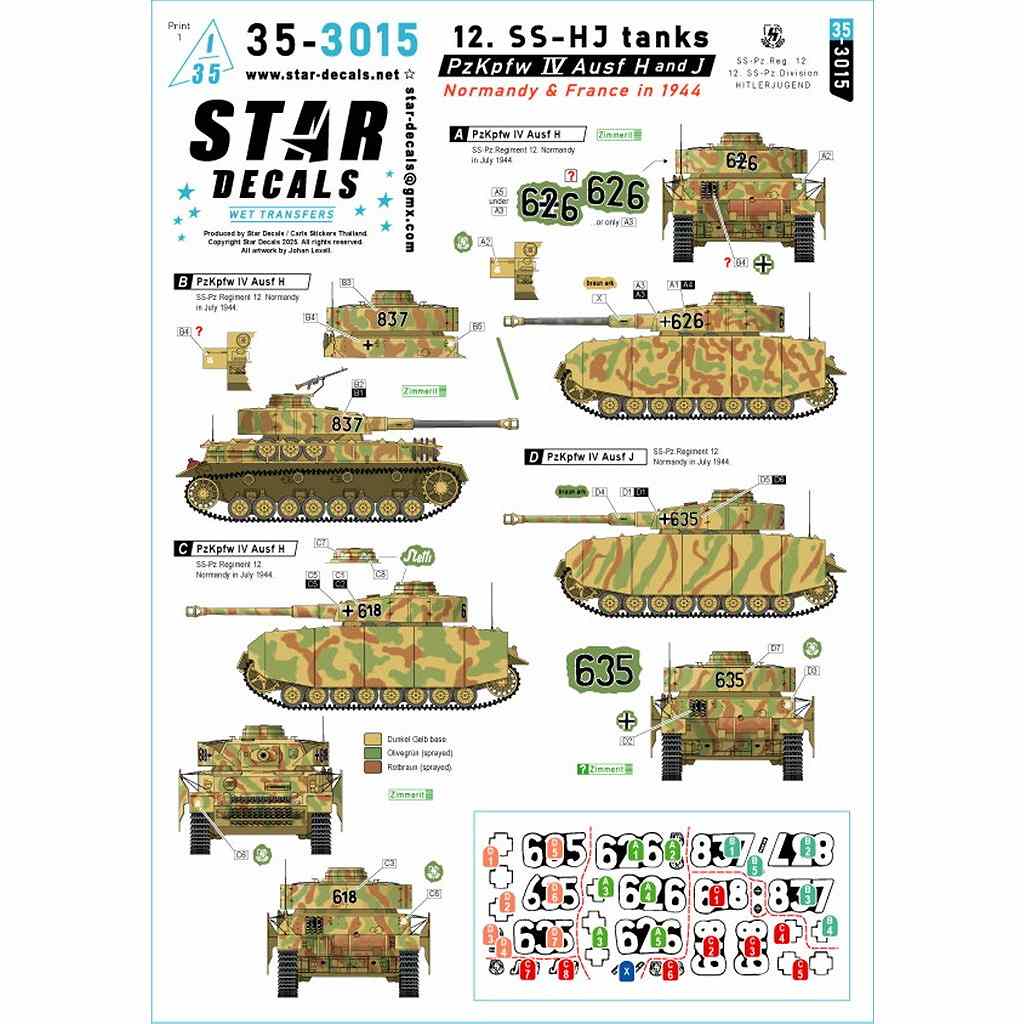 【新製品】35-3015 1/35 WWII ドイツ 第12SS装甲師団ヒトラーユーゲントのIV号戦車H型/J型 ノルマンディー/フランス1944