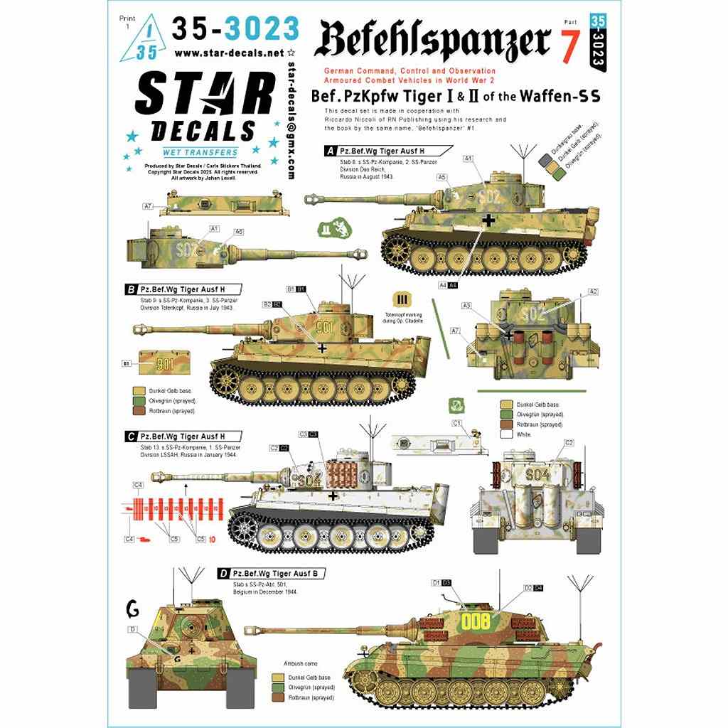 【新製品】35-3023 1/35 WWII ドイツ 指揮戦車＃7 武装親衛隊のタイガーI/タイガーII指揮戦車