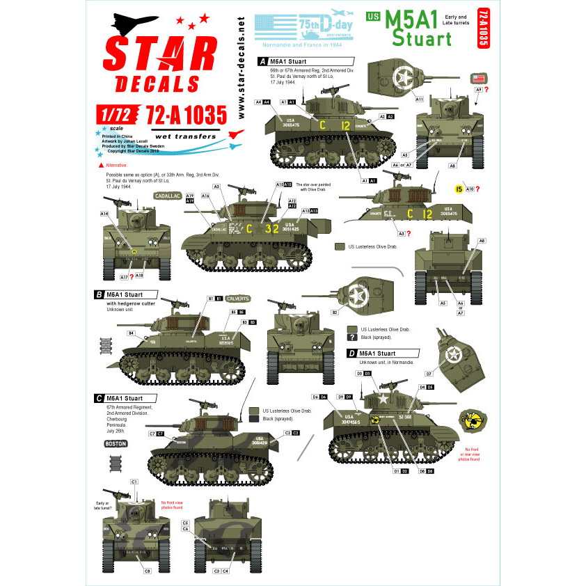 【新製品】72-A1035 WWII 米 M5A1スチュアート D-デイ75周年スペシャル フランス ノルマンディー1944年