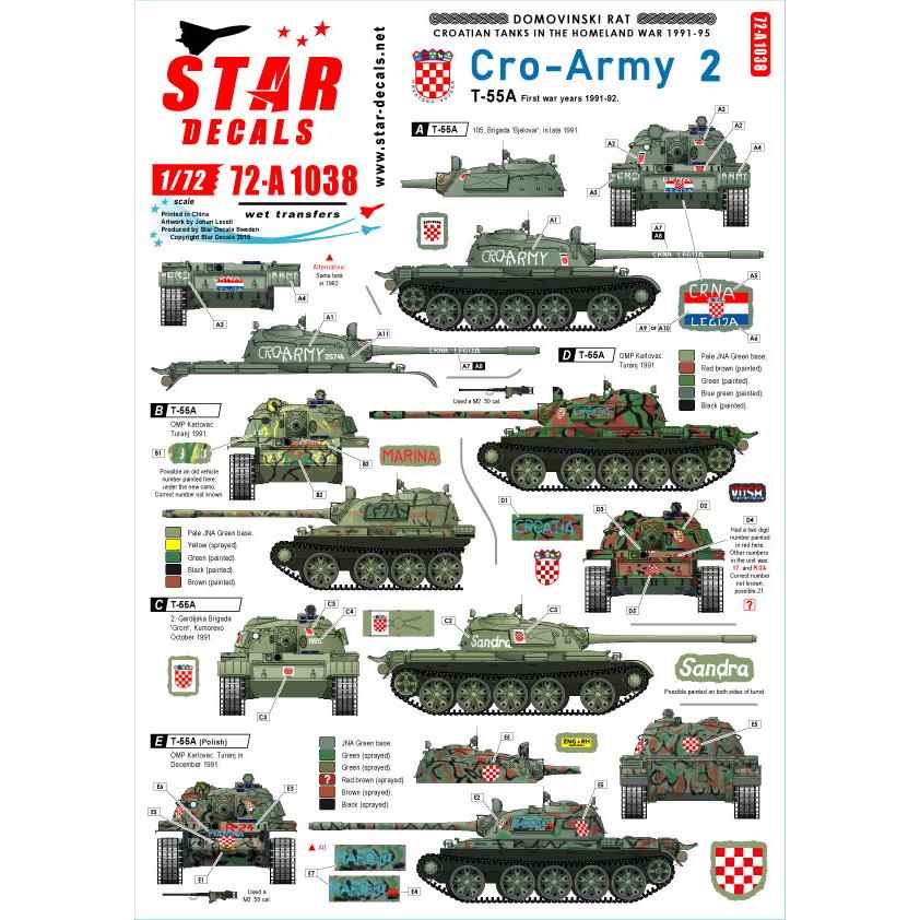 【新製品】72-A1038 現用 バルカン半島 クロアチア陸軍#2 祖国戦争でのT-55 クロアチア1991-92年