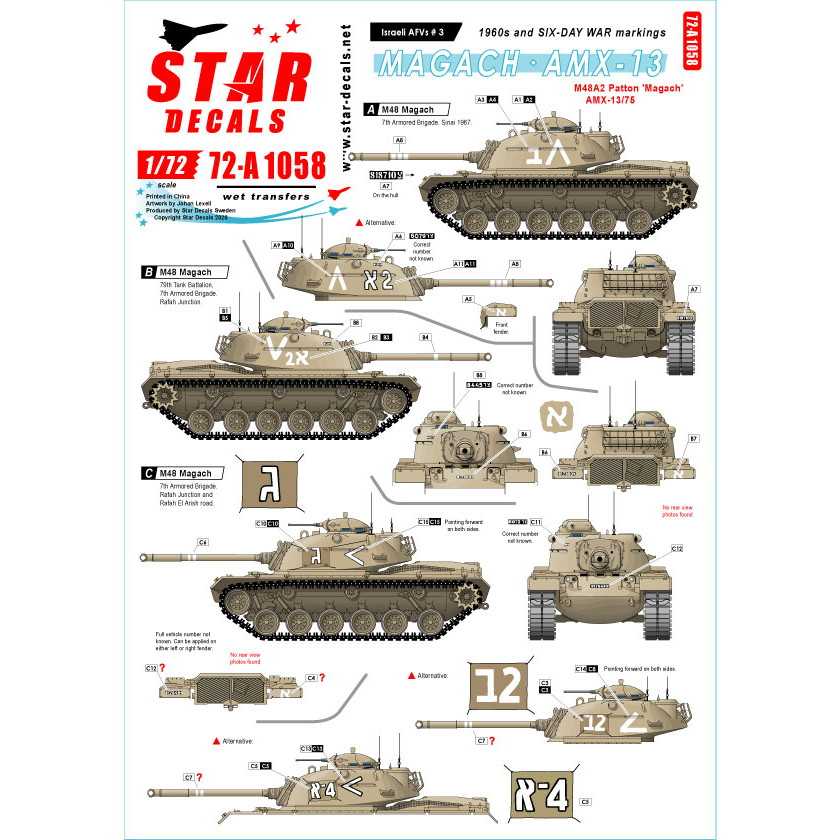 【新製品】72-A1058 現用 イスラエル IDFのAFV＃3 1960年代と六日間戦争時のIDFマーキング集 M48マガフとAMX-13