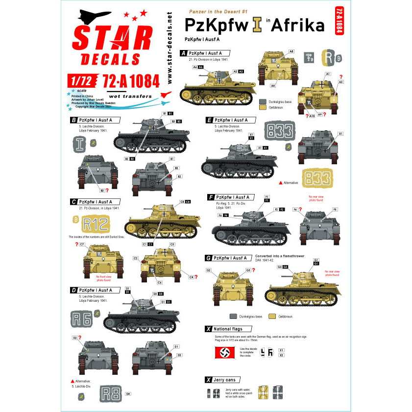 【新製品】72-A1084 1/72 WWII 独 パンツァーインデザート＃1 ドイツI号戦車A型